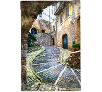 adrium Immagine in legno 70 x 110 cm: strade borghi medievali d'Italia. Casperia (43550850)