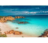 adrium Immagine in legno 80 x 50 cm: incredibile spiaggia di sabbia rosa sull'isola di Budelli, Arcipelago di Maddalena, Sardegna, Italia (161022519)