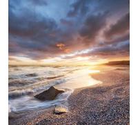 adrium Immagine in legno 90 x 90 cm: Spia del mare all'alba. Splendido paesaggio marino naturale (98092254)