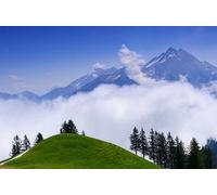 adrium Immagine poster 110 x 70 cm: Spettacolare mattina alta in montagna con una valle coperta di nuvole bianche (14980058)