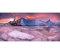 adrium Immagine poster 80 x 40 cm: famoso ghiacciaio Fjallsarlon e laguna con iceberg che nuotano sull'acqua congelata (111456517)