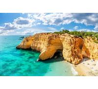 adrium Poster 130 x 80 cm: paesaggio incredibile con scogliere, spiaggia selvaggia e acqua turchese sull'Algarve, Portogallo (163899243)