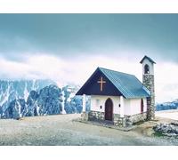 ADRIUM Poster 50x40 cm Cappella Degli Alpini Cadini di Misurina Range in National Park TRE Cime di Lavaredo, Italia Quadro su poster