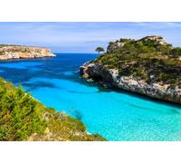 adrium Poster 80 x 50 cm: acqua di mare Azure di Cala des Moro Beach, Majorca Island, Spagna (94209037)