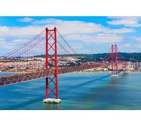 adrium Poster immagine 80 x 50 cm: Il ponte 25 de aprile o 25 aprile è un ponte che attraversa la città di Lisbona con il comune di Almada sulla riva del fiume