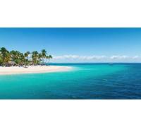 adrium Quadro acrilico 60 x 30 cm: fotografia aerea sul mare dei Caraibi e palme esotiche sulla baia di Cayo Levantado, Samana, Repubblica Dominicana