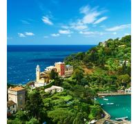 adrium Quadro composito di alluminio 40 x 40 cm: villaggio Portofino sulla costa ligure in Italia (22534251)