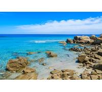 adrium Quadro composito di alluminio 90 x 60 cm: acqua di mare turchese sulla costa dell'isola della Sardegna vicino alla penisola di Villasimius, Italia (92703120)