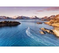 adrium Quadro composito in alluminio 100 x 70 cm: barche sul mare al tramonto luminoso. Splendido concetto naturale e idea di viaggio (98709428)