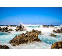 adrium Quadro composito in alluminio 110 x 70 cm: Porto Moniz - Esposizione a lungo termine di rocce e onde sulla costa vulcanica - Splendido scenario paesaggistico dell'isola (139901568)