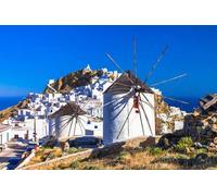 adrium Quadro composito in alluminio 120 x 80 cm: Grecia tradizionale, vista su Hora e mulini a vento sull'isola di Serifos (40966328)