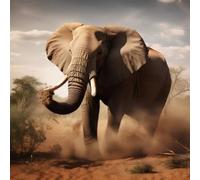 adrium Quadro composito in alluminio 30 x 30 cm: elefante africano nella savana namibia, Namibia (202681703)
