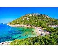 adrium Quadro composito in alluminio 50 x 30 cm: La spiaggia di Porto Timoni in Afionas è una doppia spiaggia paradisiaca con acque cristalline azzurre a Corfù, Twin Bay, (139901867)