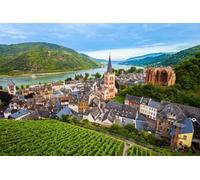 adrium Quadro composito in alluminio 50 x 30 cm: panorama aereo di Bacharach Bacharach è una piccola città nella valle del Reno della Renania Palatina, Germania