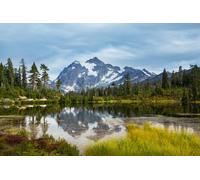 adrium Quadro composito in alluminio 50 x 30 cm: panoramico lago con riflesso del Monte Shuksan a Washington, USA (238868851)