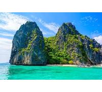 adrium Quadro composito in alluminio 80 x 50 cm: isola tropicale di Shimizu e spiaggia del paradiso, El Nido, Palawan, Filippine. Tour Un percorso. Barriere coralline e taglienti (143716125)