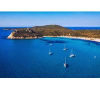 adrium Quadro composito in alluminio 80 x 50 cm: Torre di Porto Giunco ?????????Torre e Spiaggia di Simius vicino a Villasimius, Sardegna, Italia. Vista dal (170702820)