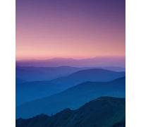 adrium Quadro composito in alluminio 90 x 100 cm: linee collinari nella valle montagna al tramonto. Paesaggio naturale in montagna estiva (57051805)