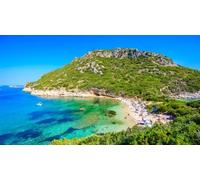 adrium Quadro composito in alluminio 90 x 50 cm: La spiaggia di Porto Timoni in Afionas è una doppia spiaggia paradisiaca con acque cristalline azzurre a Corfù, Twin Bay, (139902245)