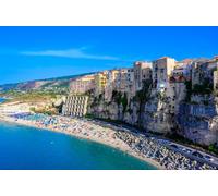 adrium Quadro composito in alluminio 90 x 60 cm: Tropea City Beach? Splendido paesaggio costiero con spiaggia paradisiaca in Calabria ? Destinazione in Italia meridionale, (240406204)