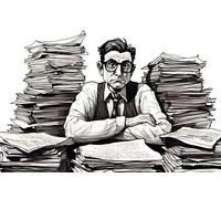 adrium Quadro composito in alluminio 90 x 60 cm: uomo d'affari con molto lavoro e impilamento di documenti, illustrazione vettoriale (202760847)