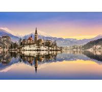 adrium Quadro in alluminio composito 120 x 80 cm: Lake sanguinò con la chiesa di San Mary dell'accettazione sulla piccola isola; Bled, Slovenia, Europa. (94131197)