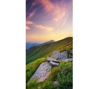 adrium Quadro poster 40 x 80 cm: Valle di montagna al tramonto. Paesaggio estivo naturale (57051655)