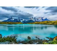 adrium Quadro su tela 110 x 70 cm: Torres del Paine sopra il lago Pehoe, Patagonia, Cile - Southern Patagonian Ice Field, regione di Magellanes in Sud America (88486355)