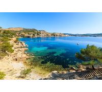 adrium Quadro su tela 120 x 80 cm: il mare turchese a Cala Fornells Bay, Majorca Island, Spagna (93947768)