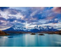 adrium Quadro su tela 140 x 90 cm: Torres Del Paine National Park Sunset View. Torres del Paine è un parco nazionale, montagne, ghiacciai, laghi e fiumi (63339667)