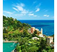 adrium Quadro su tela 60 x 60 cm: villaggio Portofino sulla costa ligure in Italia (22855361)