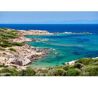 adrium Quadro su tela 80 x 50 cm: Bella spiaggia e paesaggio costiero roccioso, Sithonia, Grecia (120042202)