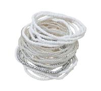 Adrosstoller - Set di 20 eleganti braccialetti con charm bianchi con ciondolo bianco, catena da polso unica per uscite in spiaggia, normale, non è una pietra preziosa