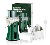 AdrreyuFny Mandolina per Verdure, Tagliaverdure Manuale Rotante Grattugia Taglia Verdura Affettatrice Frutta con 5 Lame Intercambiabili Set Utensili Cucina - Verde