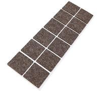 Adsamm® / 12 x feltrini autoadesivi in lana / marrone / 40x40 mm / quadrati / piedini per mobili in feltro naturale extra soft da 3 mm di spessore / pad protettivi per arredi Adsamm® Quality