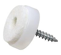 Adsamm® / 16 x feltrini con vite / bianchi / Ø 20 mm / tondi / scivoli in plastica con vite e base in feltro / piedini protettivi per mobili Adsamm® Quality