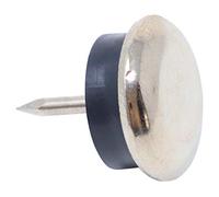 Adsamm® / 16 x scivoli in metallo con chiodo e pad ammortizzante / argento / Ø 18 mm / tondi / puntali in metallo nichelato con cuscinetto in PVC / piedini protettivi per arredi Adsamm® Quality