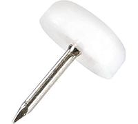 Adsamm® 32 feltrini in plastica con chiodo, bianco, diametro 15 mm, rotondi, per mobili con chiodo, per mobili e pavimento