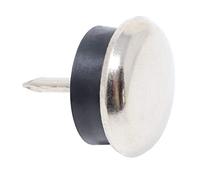 Adsamm® / 32 x scivoli in metallo con chiodo e pad ammortizzante / argento / Ø 20 mm / tondi / puntali in metallo nichelato con cuscinetto in PVC / piedini protettivi per arredi Adsamm® Quality