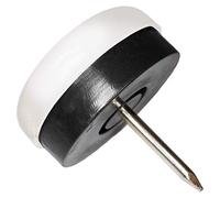 Adsamm® / 32 x scivoli in plastica con chiodo e pad ammortizzante / bianchi / Ø 25 mm / tondi / puntali in polietilene con cuscinetto in PVC / piedini protettivi per arredi Adsamm® Quality