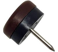 Adsamm® / 32 x scivoli in plastica con chiodo e pad ammortizzante / marrone / Ø 20 mm / tondi / puntali in polietilene con cuscinetto in PVC / piedini protettivi per arredi Adsamm® Quality