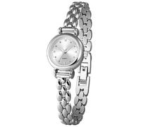 ADSBIAOYE Petite - Orologio da polso da donna, rotondo, semplice, alla moda, con diamanti, analogico, al quarzo, in acciaio inox, impermeabile, Argento, Elegante e alla moda