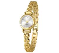 ADSBIAOYE Petite - Orologio da polso da donna, rotondo, semplice, alla moda, con diamanti, analogico, al quarzo, in acciaio inox, impermeabile, Oro-Bianco, Elegante e alla moda