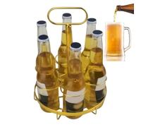 Adsfvs Organizzatore del vino, portapacchi per bevande,Organizzatore di soda a 6 bottiglie dorate | Cesto per le mani del vino, supporto per il display per ristoranti, discoteche, feste da ballo