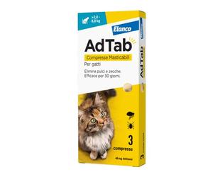 AdTab Elanco Compresse masticabili Antiparassitario orale per gatti 3 compresse peso 2-8 kg - Antiparassitario per gatti - 1° ORDINE? scegli lo sconto BZR5 / BZR20 + 200 punti fedeltà