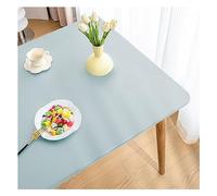 ADTEMP Tovaglia Pelle Rettangolare con Bordo Elastico, Tovaglia Lavabile Copritavolo Pelle PU Impermeabile Antimacchia, Tappetino da Tavolo per Esterno, Patio, Cucina e Sala da Pranzo(80x130cm,Blue)