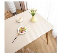 ADTEMP Tovaglia Pelle Rettangolare con Bordo Elastico, Tovaglia Lavabile Copritavolo Pelle PU Impermeabile Antimacchia, Tappetino da Tavolo per Esterno, Patio, Cucina e Sala da Pranzo(90x160cm,White)
