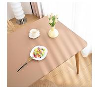 ADTEMP Tovaglia Pelle Rettangolare con Bordo Elastico, Tovaglia Lavabile Copritavolo Pelle PU Impermeabile Antimacchia, Tappetino da Tavolo per Esterno, Patio, Cucina e Sala da Pranzo(70x120cm,Khaki)