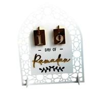 ADTUIUG Decorazioni per Il Ramadan， Calendario dell'Avvento Acrilico Eid Ramadan 20x15 cm Ornamento da Tavolo Tradizionale Artigianato Arabo(White)