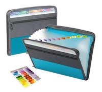 ADTUIUG Portadocumenti a fisarmonica in plastica, Cartella portadocumenti espandibile con 13 tasche, organizer for documenti a fisarmonica chiusura a cerniera(Lake Blue)